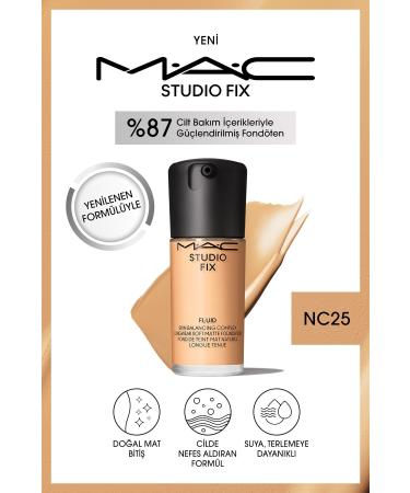 Mac NEW NATURAL MATTE FINISH STUDIO FIX FLUID SPF 15 MATTE FOUNDATION-NC25 30 ML KEYON3140