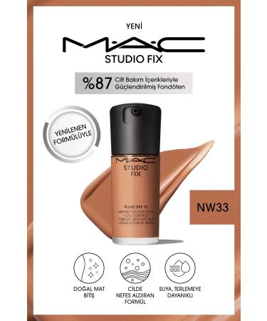 Mac NEW NATURAL MATTE FINISH STUDIO FIX FLUID SPF 15 MATTE FOUNDATION-NW33 30 ML KEYON3143