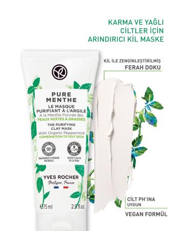 Yves Rocher Pure Menthe Clay Mask for Combination and Oily Skin - 75 ml - Buy Online on GoSupps.com