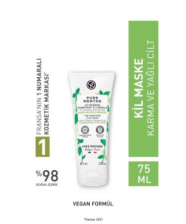 Yves Rocher Pure Menthe Clay Mask for Combination and Oily Skin - 75 ml