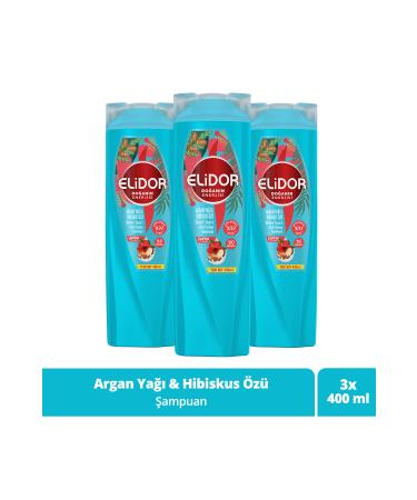 Elidor Nature's Energy Shampoo Argan Oil & Hibiscus Extract 400 ml X3