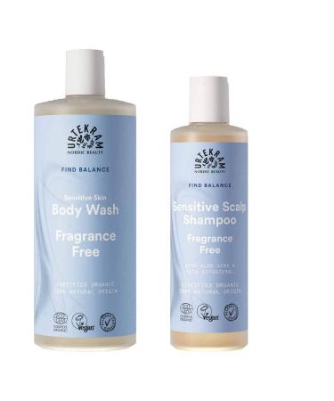 Urtekram Find Balance Unscented Shampoo 250 Ml and Shower Gel 500 Ml - For Sensitive Skin - Buy Online on GoSupps.com