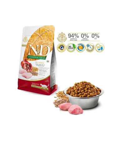 N & D ND Chicken and Pomegranate Low Grain Sterilized Cat Food 1.5kg - Buy Online on GoSupps.com