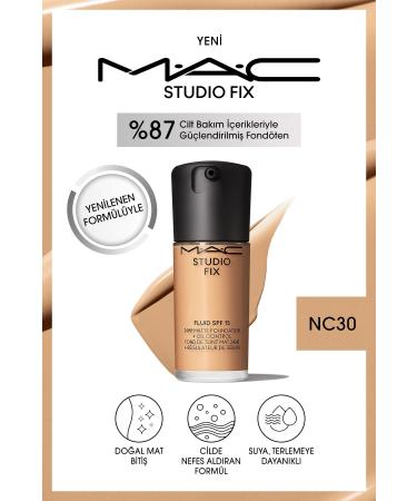 Mac NEW NATURAL MATTE FINISH STUDIO FIX FLUID SPF 15 MATTE FOUNDATION-NC30 30 ML KEYON3142