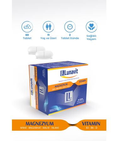 LUNAVIT 60 Tablets Containing Magnesium and Vitamin B3 B6 D - Buy Online on GoSupps.com