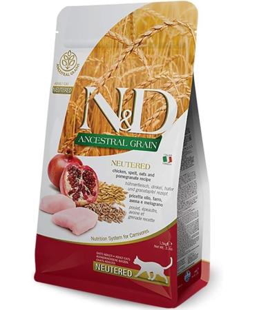 N & D ND Chicken and Pomegranate Low Grain Sterilized Cat Food 1.5kg - Buy Online on GoSupps.com