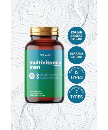 Vitanil's Nutrition 13 Type Vitamin Mineral Multivitamin Minerals Men 30 Capsules Capsule Korean Ginseng & Guarana