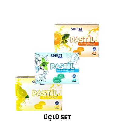 S hhat Pharma Throat Lozenge Triple Set (Menthol & Lemon & Orange Flavored)