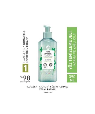 Yves Rocher Pure Menthe - Pore Tightening and Deep Purifying Prebiotic Facial Cleansing Gel 390ML