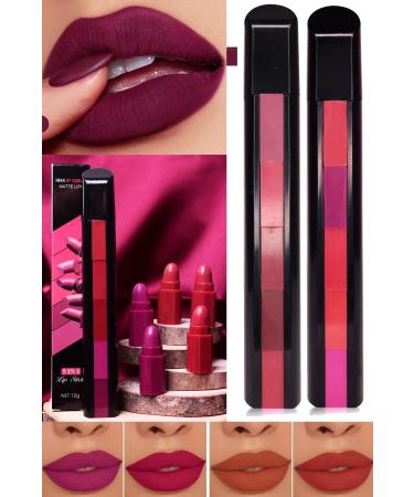Utelips 5 Different Color Makeup Set Professional Sexy Filled Mixed Reddish 5 In 1 Matryoshka Lipstick Make Up