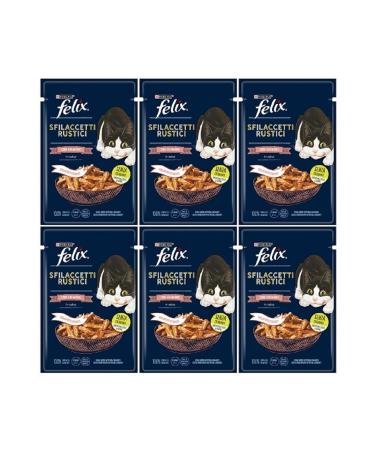 FELIX 6 Pieces Felix 80gr Delicious Meat Slices with Salmon