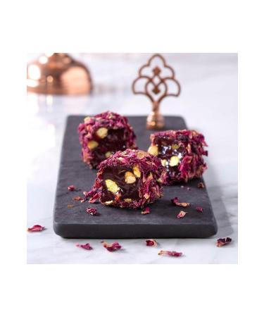 ekerci Cafer Erol Rose Petal Covered Pomegranate Flavored Pistachio Wick Turkish Delight 500 gr