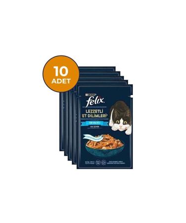 FELIX Felix Delicious Meat Slices Tuna Wet Cat Food - 80 Gr X 10 Pieces