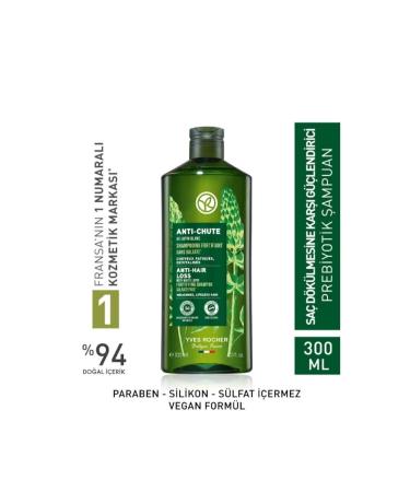 Yves Rocher Hair Growth Supporting and Hair Loss Preventing Shampoo 300 ml / Anti-Chute