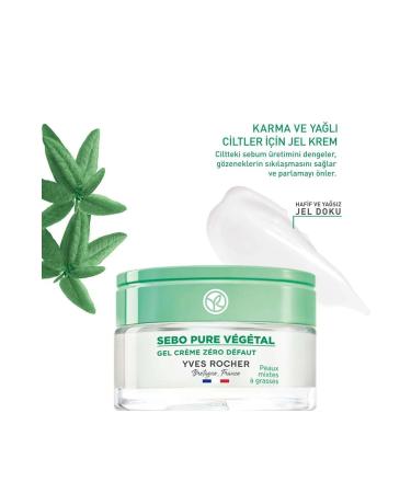 Yves Rocher Sebo Pure Vegetal Gel Cream for Combination and Oily Skin - Zinc & Salicylic Acid - 50 Ml - Buy Online on GoSupps.com