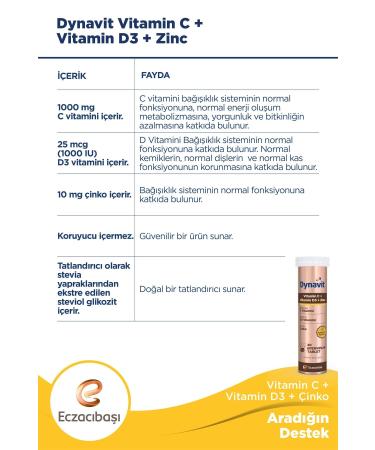 Dynavit Vitamin C + Vitamin D3 + Zinc Zinc Tablet - Buy Online on GoSupps.com