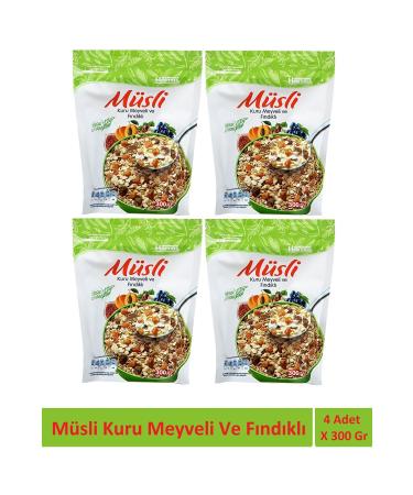 Harras Muesli with Dried Fruits and Hazelnuts 300 gr X 4 Pieces