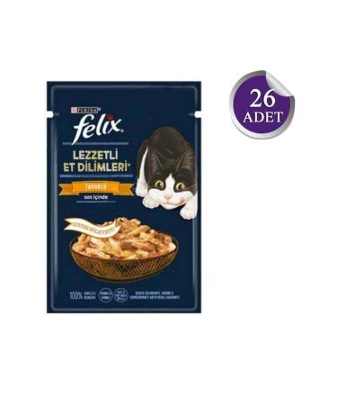 FELIX Felix Pouch Tasty Shreds Chicken Delicious Meat Slices Wet Cat Food 80 Gr X 26 Pieces