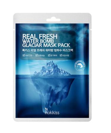 rokkiss 1x Water Bomb Glacier Face Mask- Korea's 'Glacier' Moisture Bomb Face Mask (1 PIECE)