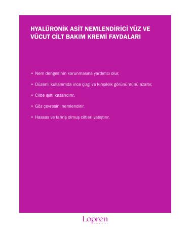 Lopren Hyaluronic Acid Moisturizing Face and Body Skin Care Cream 200 ML - Buy Online on GoSupps.com