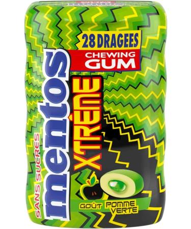 Mentos New Sour Gum Green Apple Flavored 56 Gr x 6 Pieces