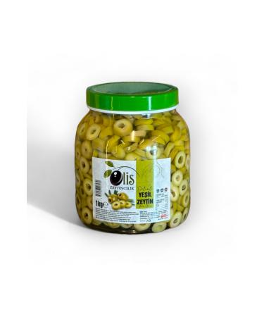 Olis Olives Sliced Green Olives - Drained Weight 1 Kg. - Pet