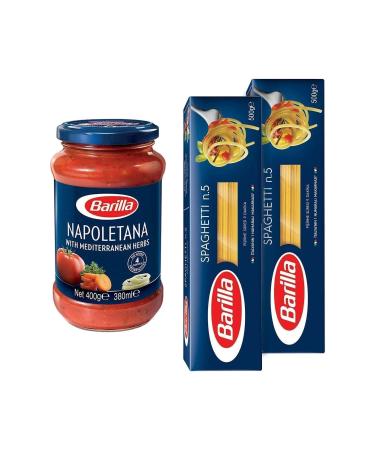 Barilla Spaghetti N.5 Pasta 500 Gr 2 Pieces + Napoletana Pasta Sauce 400 Gr