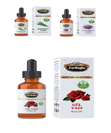 Zarifo lu Hydrolat Set Rosemary Oil Lavender Oil and Rose Oil 3 Piece Set