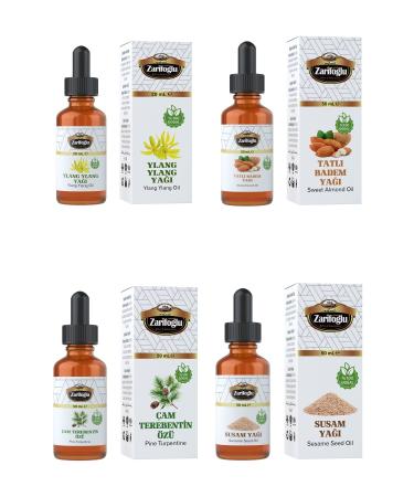 Zarifo lu Hair Care Set Ylang Ylang Oil + Sweet Almond Oil + Pine Turpentine Essence + Sesame Oil 4-Piece Set
