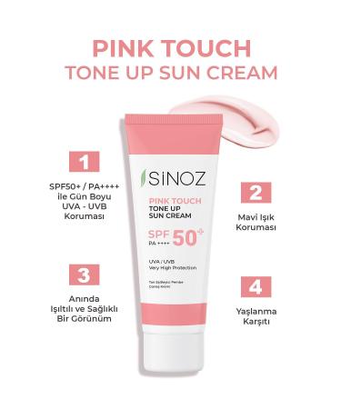 Sinoz Pink Touch Spf 50 Skin Brightening Tone Equalizing Pink Face Sun Cream 50 ml For All Skin Types - Buy Online on GoSupps.com