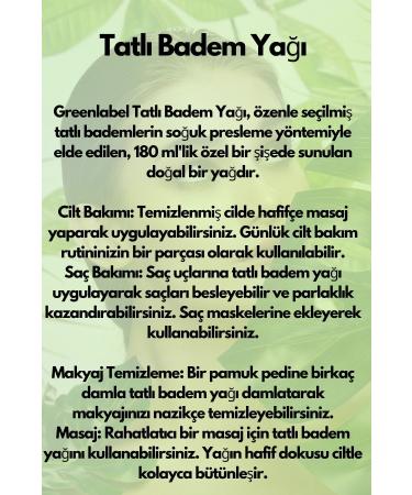 Green Label Greenlabel Sweet Almond 180 ml - Buy Online on GoSupps.com