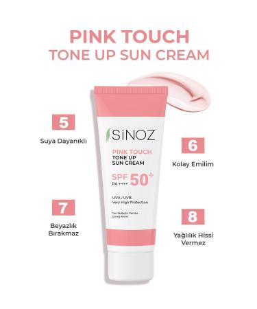 Sinoz Pink Touch Spf 50 Skin Brightening Tone Equalizing Pink Face Sun Cream 50 ml For All Skin Types - Buy Online on GoSupps.com