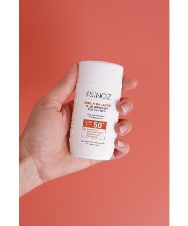Sinoz Spf50 Oily Skin Liquid Face Sun Cream - New Generation Sun Filters Hybrid Formula 50ml - Buy Online on GoSupps.com