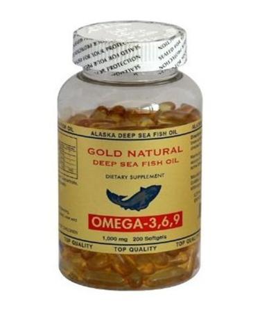 Gold Natural Omega 3-6-9 - 200 Softgel Fish Oil USA