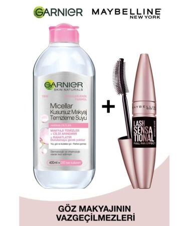 Maybelline New York LASH SENSATIONAL INTENSE BLACK MASCARA + GARNIER MICELLAR PERFECT MAKEUP CLEANSING WATER 400ML - Buy Online on GoSupps.com