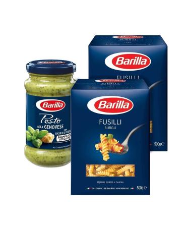 Barilla Fusulli Spiral Pasta 500 Gr 2 Pieces + Pesto Basil Pasta Sauce 190 Gr