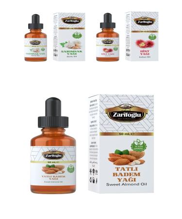 Zarifo lu Hair Care Set Garlic Oil + Sweet Almond Oil + Castor Oil 3 Piece Set