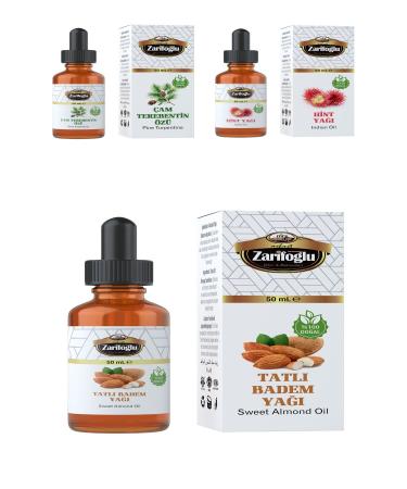 Zarifo lu Hair Care Set Oil Pine Turpentine Essence + Sweet Almond Oil + Castor Oil 3 Piece Set