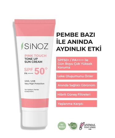 Sinoz Pink Touch Spf 50 Skin Brightening Tone Equalizing Pink Face Sun Cream 50 ml For All Skin Types