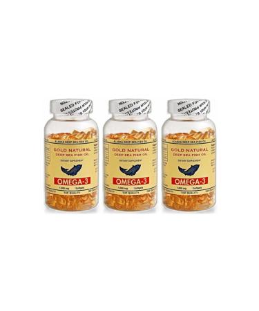 Gold Natural Omega 3 Fish Oil 3 Boxes Total 300 Softgels USA