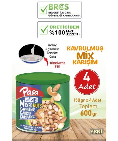 Pasha Nuts Roasted Mixed Nuts Tin Box 150 gr X 4 Pieces (FIRST QUALITY)
