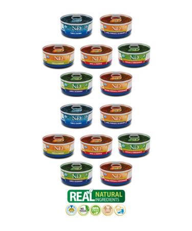 N & D Grain Free Natural Wet Food Grain Free Natural Content Mixed Canned Wet Cat Food 70 Gr X 14 Pieces