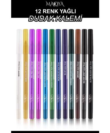 MAQYA Cosmetics 12 Color Neon Eyeliner Oil Eye Pencil Set - Buy Online on GoSupps.com