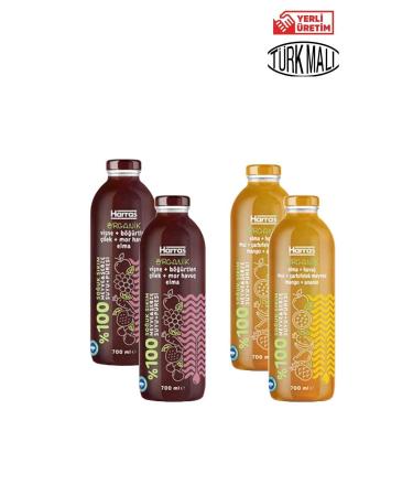 Harras ORGANIC 0 RED + YELLOW FRUIT JUICE 700 MLX4 PIECES