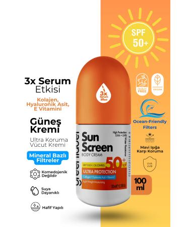 Green Label Body Sunscreen 50 Spf Protection Sun Screen 100 ml with Collagen Hyaluronic Acid and Vitamin E