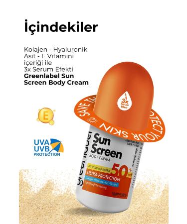 Green Label Body Sunscreen 50 Spf Protection Sun Screen 100 ml with Collagen Hyaluronic Acid and Vitamin E - Buy Online on GoSupps.com