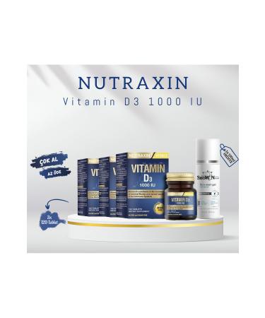 Nutraxin Vitamin D3 1000 IU 120 Tablets 3 Pieces + Facial Cleanser Gel 100ml