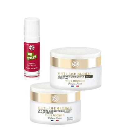 Yves Rocher Daily Moisturizing Routine Set Day and Night Cream - Regenerating Anti-Aging / Nail Polish Gift