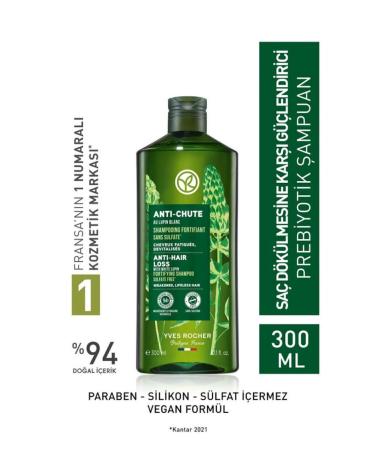 Yves Rocher Anti-Hair Loss (anti-chute) Strengthening Prebiotic Shampoo - Sulfate Free &-300 Ml