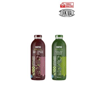 Harras ORGANIC 0 GREEN + RED FRUIT JUICE 700 MLX2 PIECES